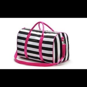 Victoria’s Secret black/white striped duffle bag